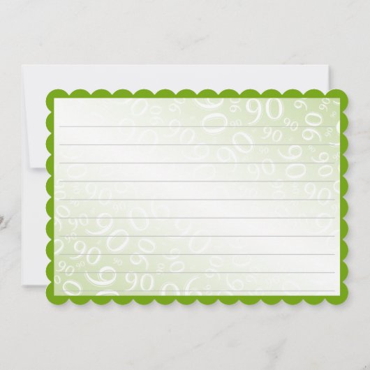 90"は感謝していしています!" 緑および白い数パターン サンキューカード (裏面)