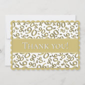 90"は感謝していしています!" 金ゴールドおよび白い数パターン サンキューカード (正面)