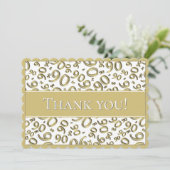 90"は感謝していしています!" 金ゴールドおよび白い数パターン サンキューカード (スタンド正面)