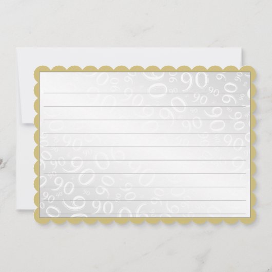 90"は感謝していしています!" 金ゴールドおよび黒い数パターン サンキューカード (裏面)
