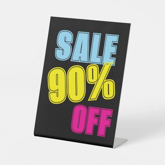 90%オフ販売サイン、卓上カウンター看板、ストア 台座サイン (正面)
