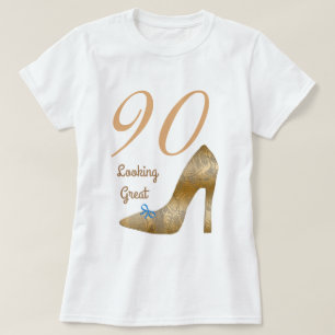 90 &ルックハ素晴らしイヒールライトブルーボウ Tシャツ