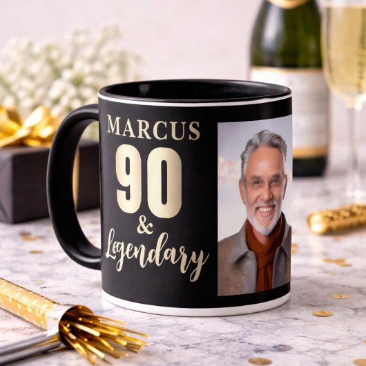 90 & 伝説のゴールド 90歳の誕生日フォト マグカップ