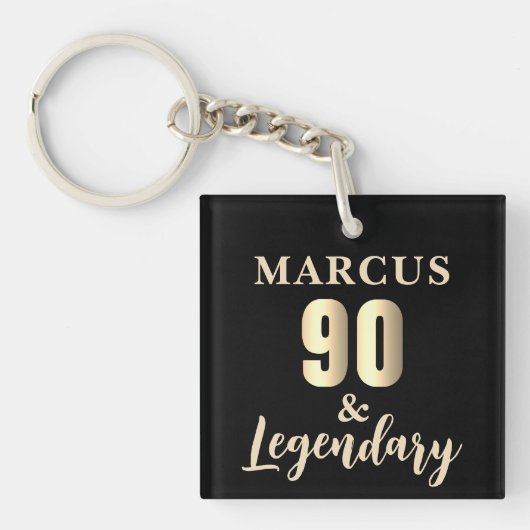 90 & 伝説のゴールド 90歳の誕生日 キーホルダー (正面)