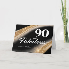 90 and Fabulous Black Gold 90th Birthday カード