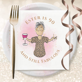 90 and Fabulous Ethnic Gold Pink Female Birthday スタンダードランチョンナプキン