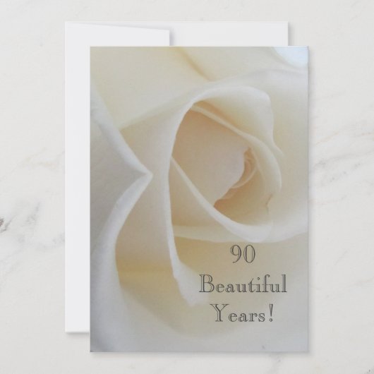 90 BeautifulYearsの誕生祝いか白いバラ 招待状 (正面)