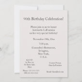 90 BeautifulYearsの誕生祝いか白いバラ 招待状 (裏面)