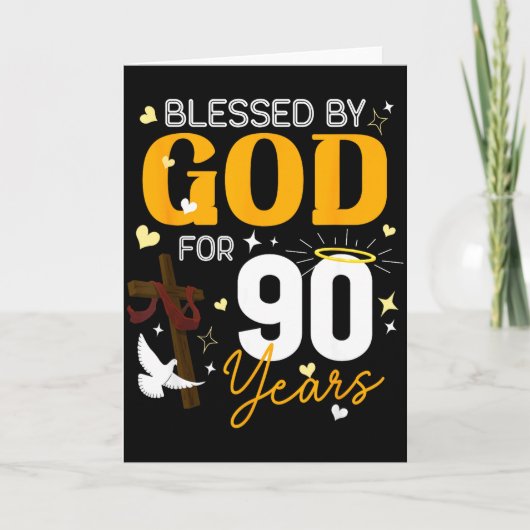 90 Birthday Blessed By God For 90 Years Old 90th B カード (正面)