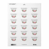 90 Cute Pink Poinsettia Swag Return Address Label ラベル (フルシート)
