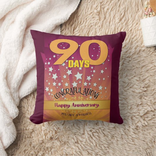 90 Days CUSTOM NAME 12 Step Anniversary Big Number クッション (ブランケット)