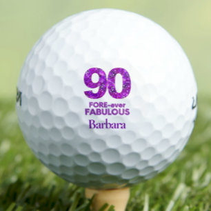 90 FORE-ever素晴らしい90誕生日紫色の花 ゴルフボール