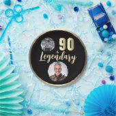 90 & Legendary 2 Photos 90th Birthday Gold ペーパープレート (パーティー)