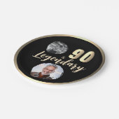 90 & Legendary 2 Photos 90th Birthday Gold ペーパープレート (アングル)