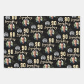 90 & Legendary 2 Photos 90th Birthday Gold ラッピングペーパーシート (正面3)