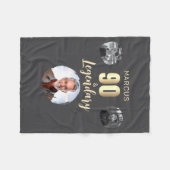 90 Legendary 3 Photos Gold 90th Birthday  フリースブランケット (正面(横))