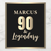 90 & Legendary Gold 90th Birthday ワインラベル (シングルラベル)