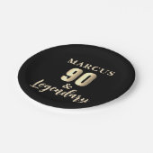 90 & Legendary Gold 90th Birthday Party ペーパープレート (アングル)
