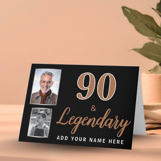 90 & Regendal 2 Photos 90th誕生日カード カード