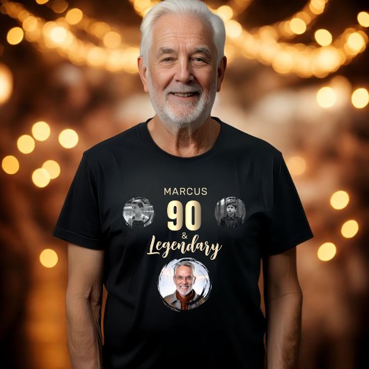 90 & Regenous 3 Photos金ゴールド90誕生日 トライブレンドTシャツ