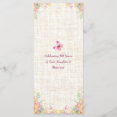 90 Years Flowers Floral 90th Birthday Linen Menu メニュー (裏面)