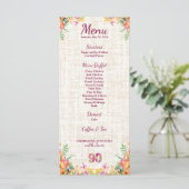 90 Years Flowers Floral 90th Birthday Linen Menu メニュー (スタンド正面)