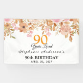 90 Years Loved Peach Floral 90th 横断幕 (横)