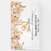 90 Years Loved Peach Floral 90th 横断幕 (縦)