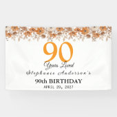 90 Years Loved Peach Floral 90th 横断幕 (横)