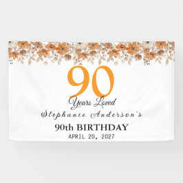 90 Years Loved Peach Floral 90th 横断幕