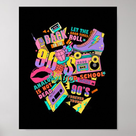 90sおもしろいテーマ衣装ヴィンテージレトロ90sグラフィック ポスター (正面)
