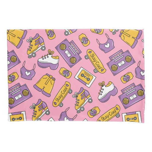 90sに戻る – Y2Kカラフルステイクールビブ 枕カバー (正面)