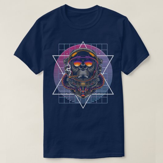 90sアート合成波Vaporwave美学モンキーアスター Tシャツ (デザイン正面)