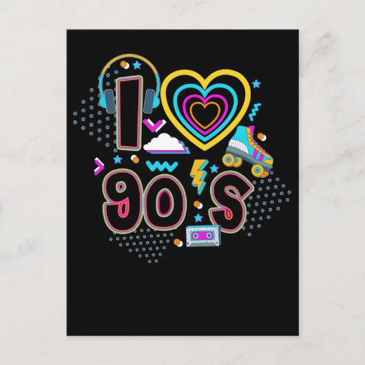 90sガールミュージックパーティーローラースケートで滑るディスコ1990s ポストカード (正面)