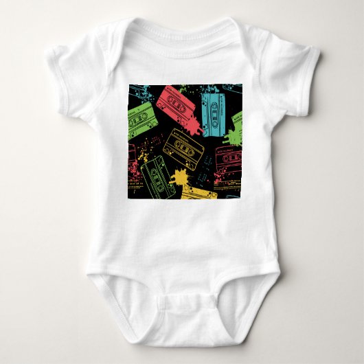 90sスタイルクールグランジカセット ベビーボディスーツ (正面)