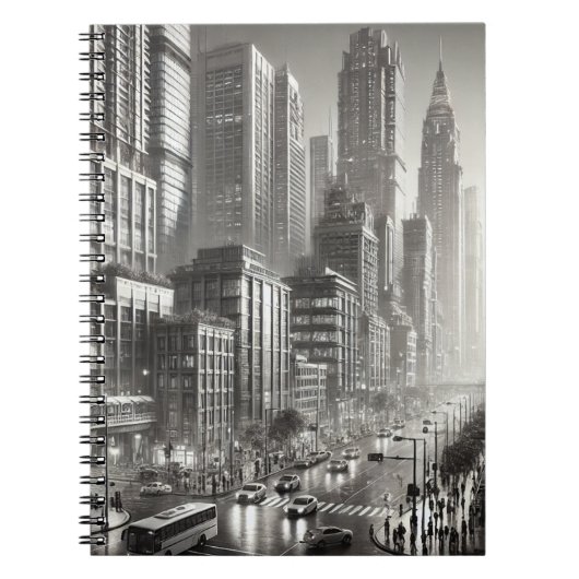 90sスタイル白黒ステンレス鋼 ノートブック (正面)