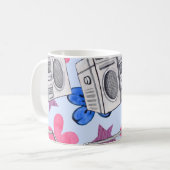 90sスタイル:水彩シームレスパターン コーヒーマグカップ (正面左)