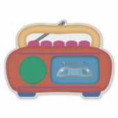 90sスローバック – ピクセル無線カセットプレーヤーラジオ シール (正面)