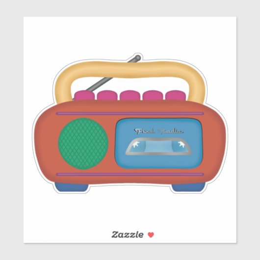 90sスローバック – ピクセル無線カセットプレーヤーラジオ シール (シート)