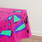 90sティール（緑がかった色）およびピンクの抽象的で幾何学的なパターン テーブルクロス (インサイチュ)