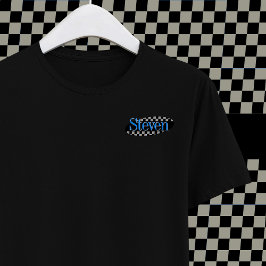 90sテレビコメディブラックブルーオーバルあなたの名前のロゴ tシャツ