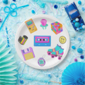 90sテーマレトロ誕生日パーティー紙プレート ペーパープレート (パーティー)