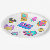 90sテーマレトロ誕生日パーティー紙プレート ペーパープレート (アングル)