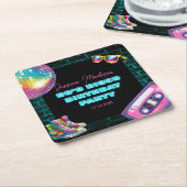 90sネオンディスコ誕生日 スクエアペーパーコースター (アングル)