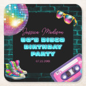 90sネオンディスコ誕生日 スクエアペーパーコースター (正面)