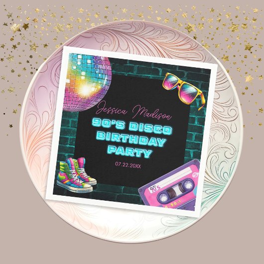 90sネオンディスコ誕生日 スタンダードカクテルナプキン