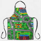 90sノスタルジアレーストラックレトロカーロードマップシティ エプロン (正面)