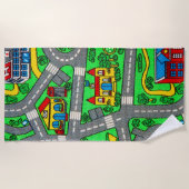 90sノスタルジア、トラックカーロードノスタルジア ビーチタオル (正面)