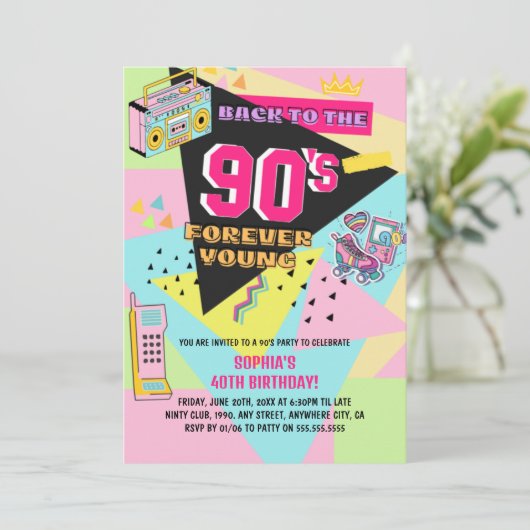 90sバック誕生日 招待状 (スタンド正面)