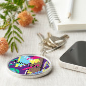 90sパターン、レトロビアカラフル キーホルダー (側面)